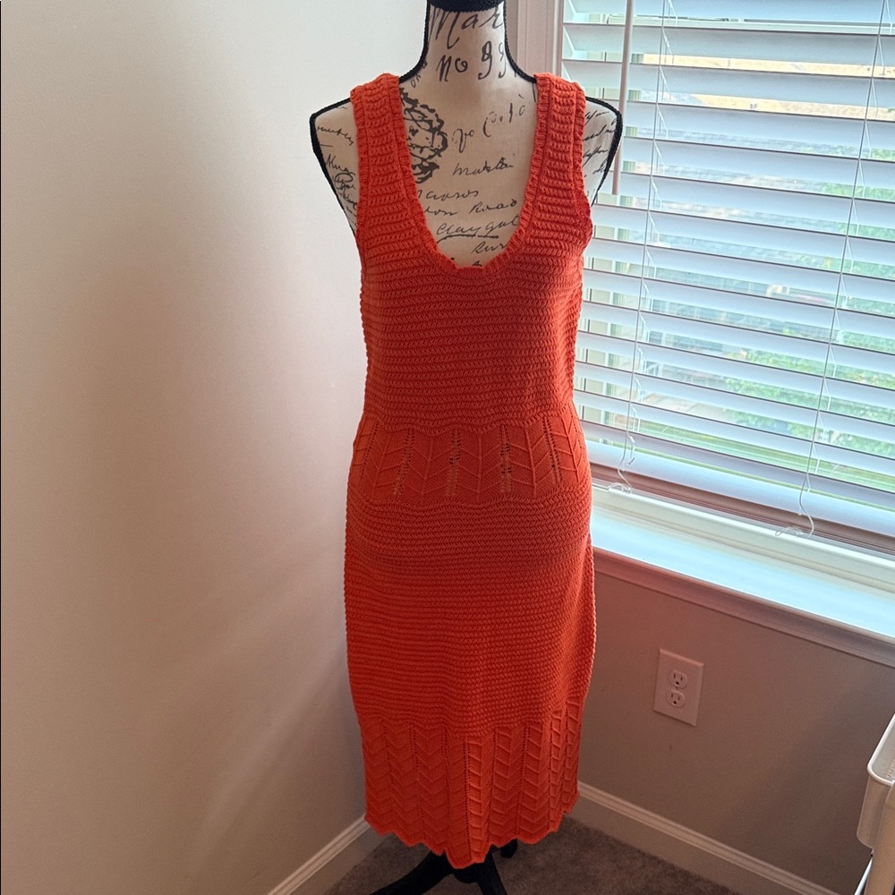 Haute Hippie Vibrant Orange Midi Dress